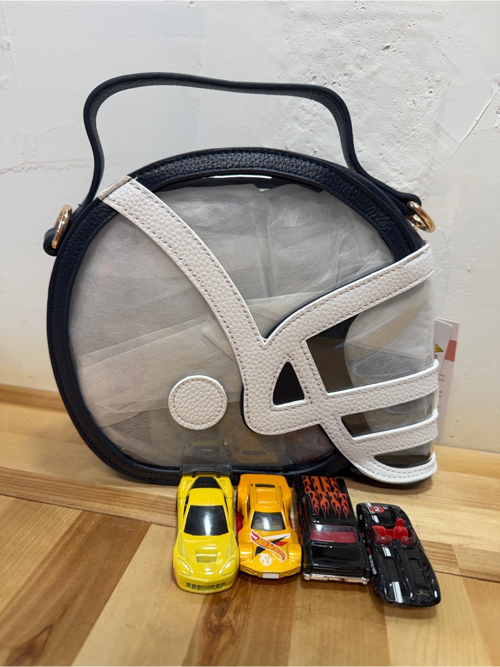 Clear Football Helmet Crossbody Bag - navy blue /white